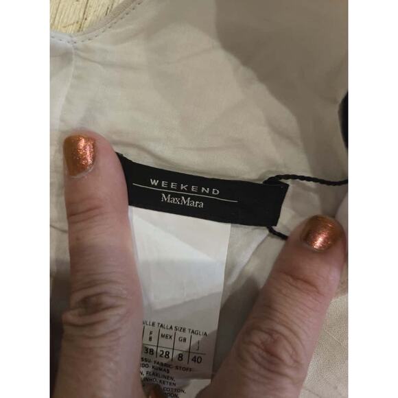 Weekend Max Mara Women's Striped Linen Midi Dress Size 6 Multicolor Brown White - Picture 11 of 12